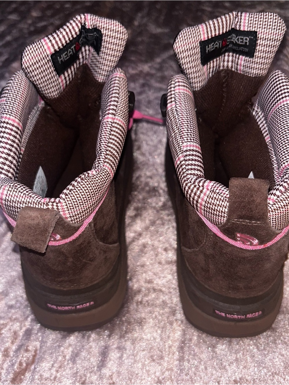 The North Face Brown Winter Boots with Pink Laces girls size 7 - Picture 6 of 16